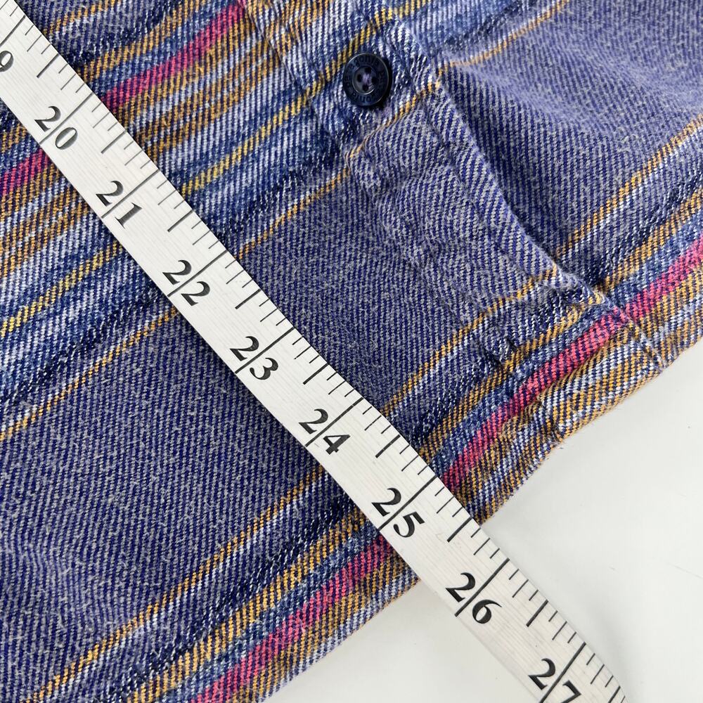 Patagonia Fjord Flannel Button Top Womens 10 Gaucho Stripe Blue Organic Cotton - Picture 8 of 9